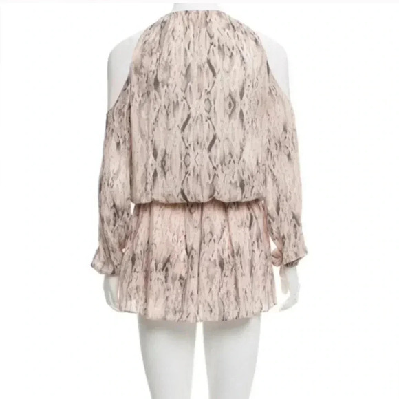 Ramy Brook Lauren Cream Snake Print Cold
Shoulder Smocked Silk Dress Size S - Picture 5 of 7